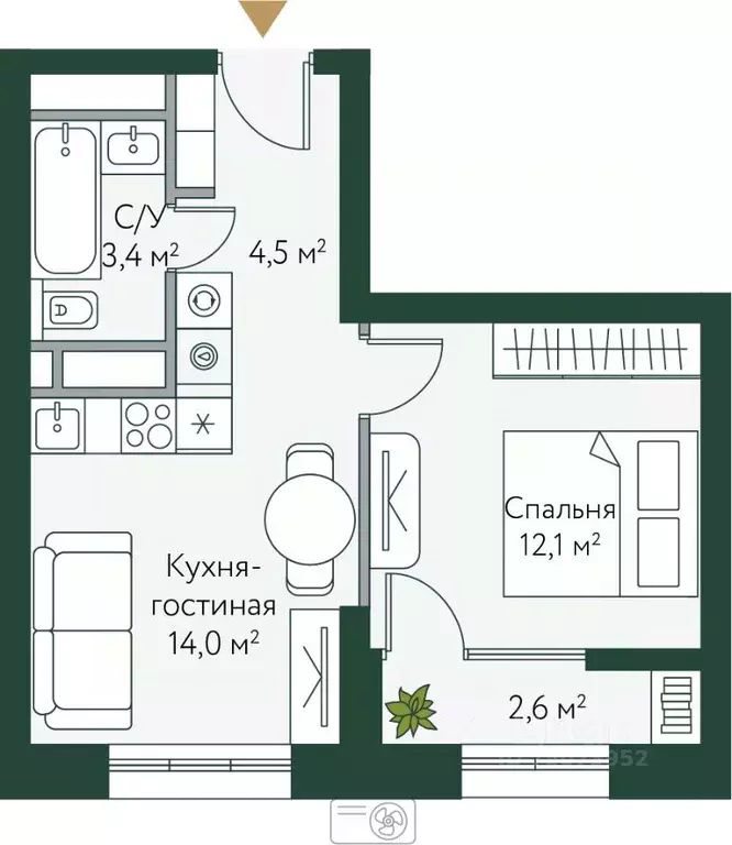 1-к кв. Волгоградская область, Волгоград Новосибирская ул., 74с1 ... - Фото 0