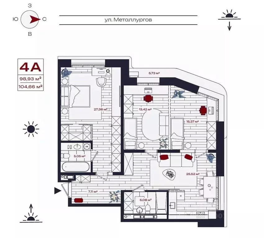 4-к кв. Иркутская область, Братск ул. Металлургов, 10 (104.66 м) - Фото 0