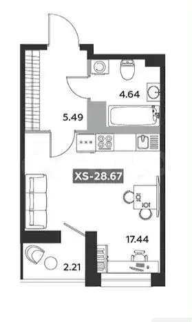 Квартира-студия, 27,6 м, 11/13 эт. - Фото 0
