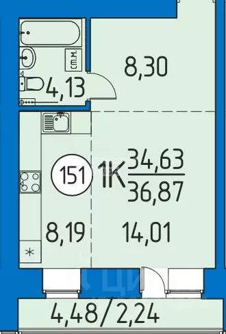 Студия Томская область, Томский район, д. Кисловка, Левобережный мкр ... - Фото 2