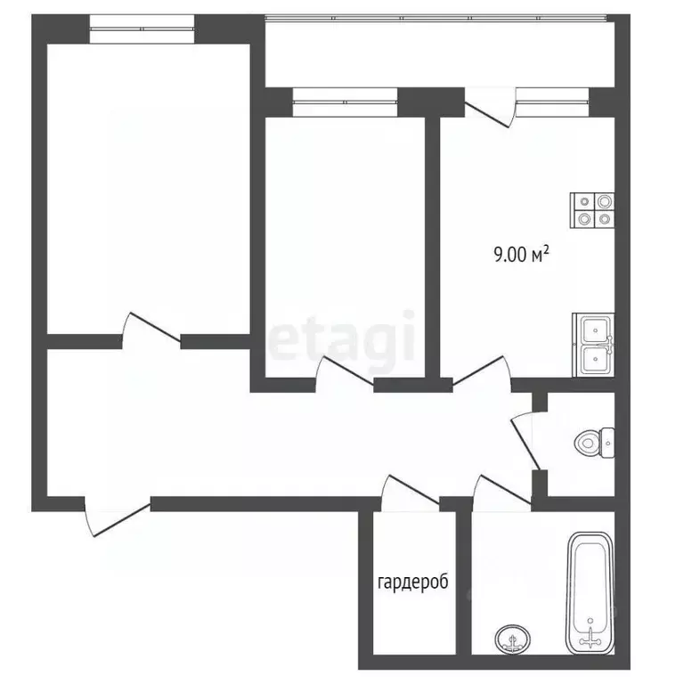 2-к кв. Мордовия, Саранск ул. 1-я Набережная, 48 (51.2 м) - Фото 1