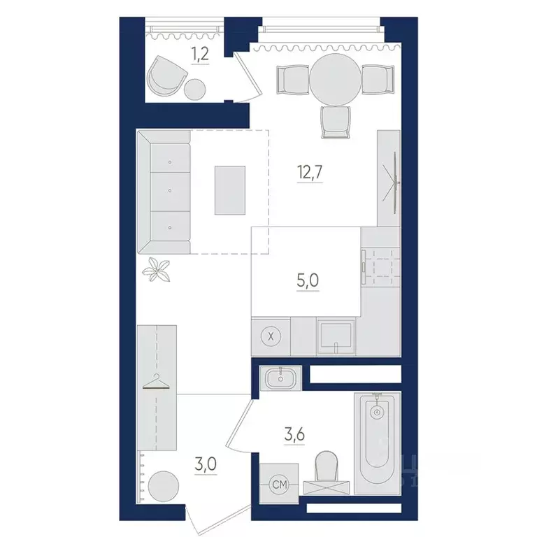 1-к кв. Башкортостан, Уфа бул. Яркий (24.9 м) - Фото 1