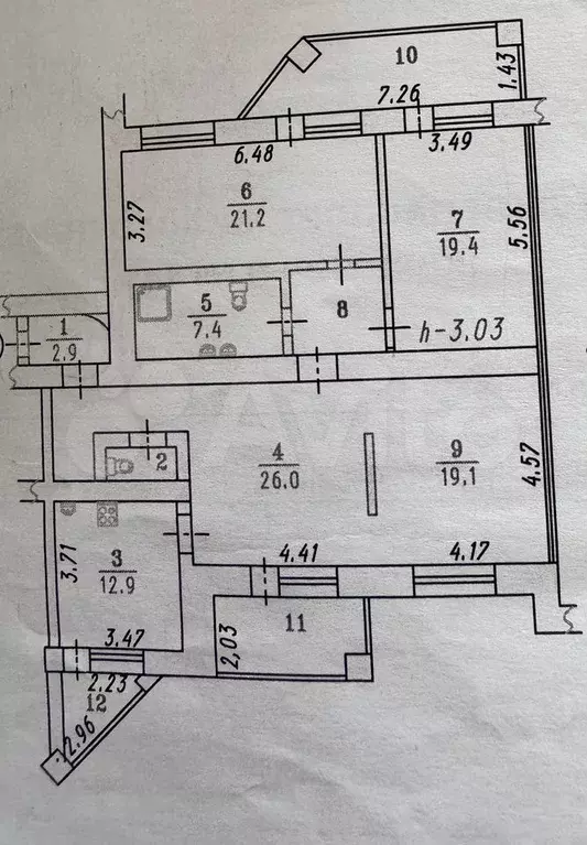 3-к. квартира, 126 м, 6/10 эт. - Фото 0