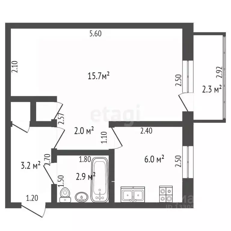 1-к кв. Кемеровская область, Топки ул. Луначарского, 9 (30.0 м) - Фото 1
