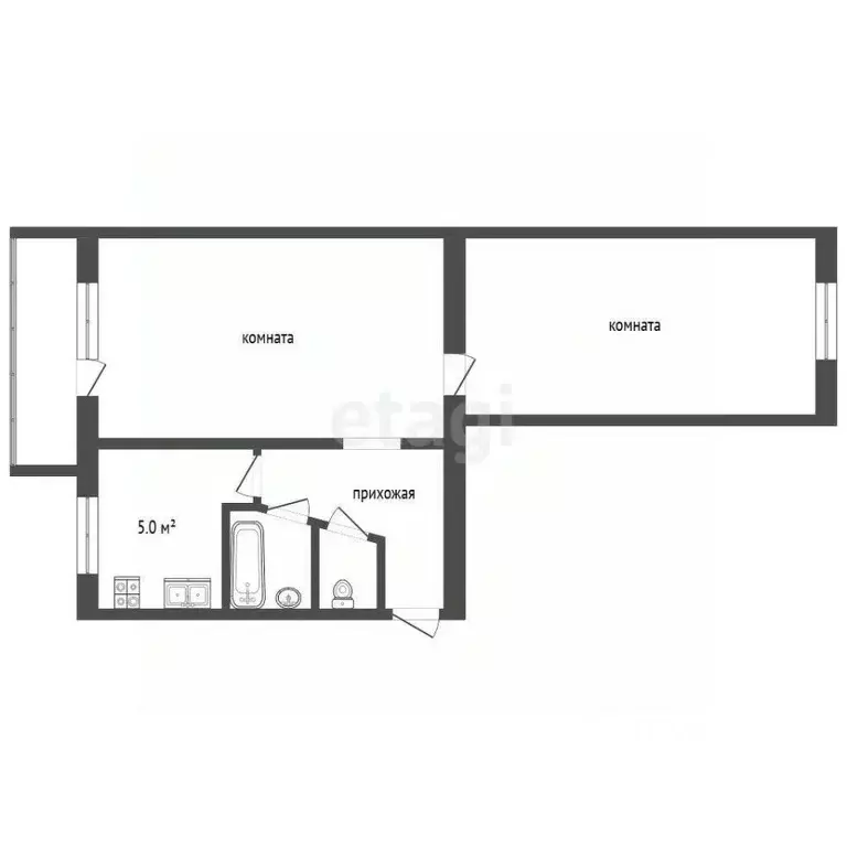 2-к кв. Челябинская область, Южноуральск ул. Советской Армии, 6 (42.8 ... - Фото 2