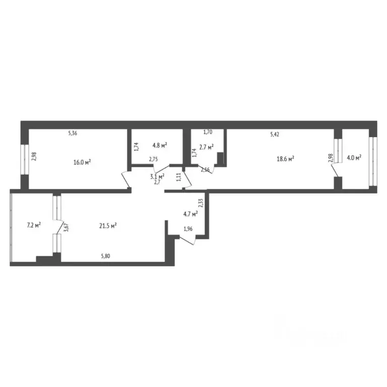 2-к кв. Тюменская область, Тюмень ул. Разведчика Кузнецова, 16 (82.7 ... - Фото 2