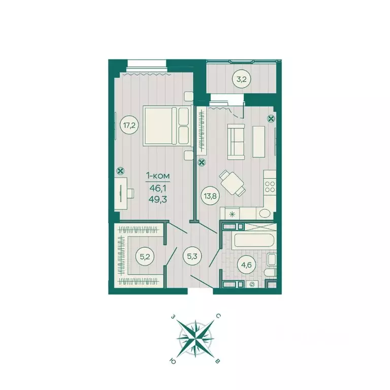 1-к кв. Приморский край, Владивосток Русская ул., 5А (49.3 м) - Фото 1