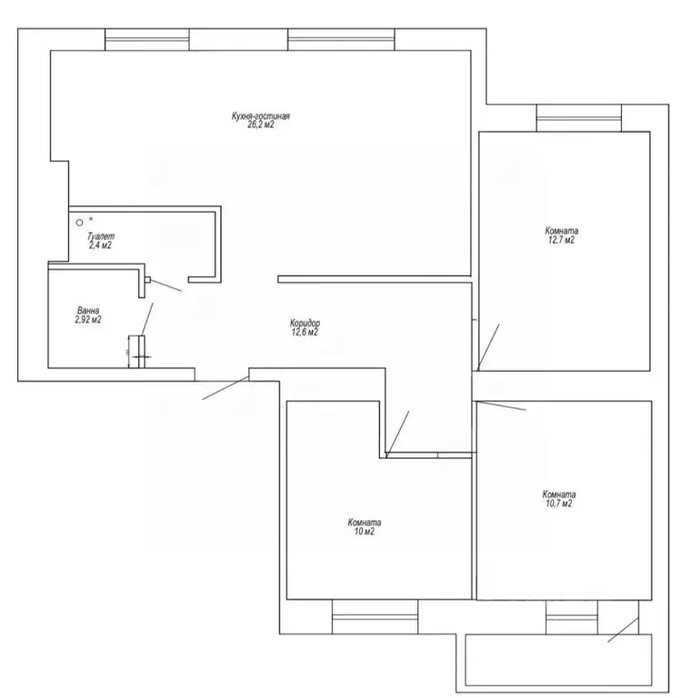 3-к кв. Санкт-Петербург Российский просп., 14 (74.8 м) - Фото 2