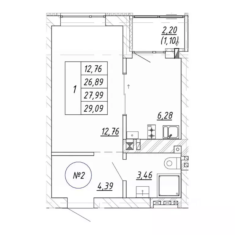 1-к кв. Калининградская область, Зеленоградск  (29.09 м) - Фото 1