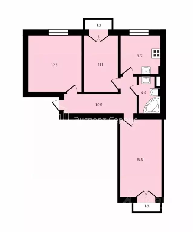 3-к кв. Санкт-Петербург ул. Ленсовета, 10 (71.4 м) - Фото 2