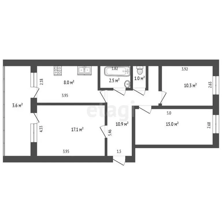 3-комнатная квартира: Петровское, улица Механизаторов, 60 (64.8 м) - Фото 1