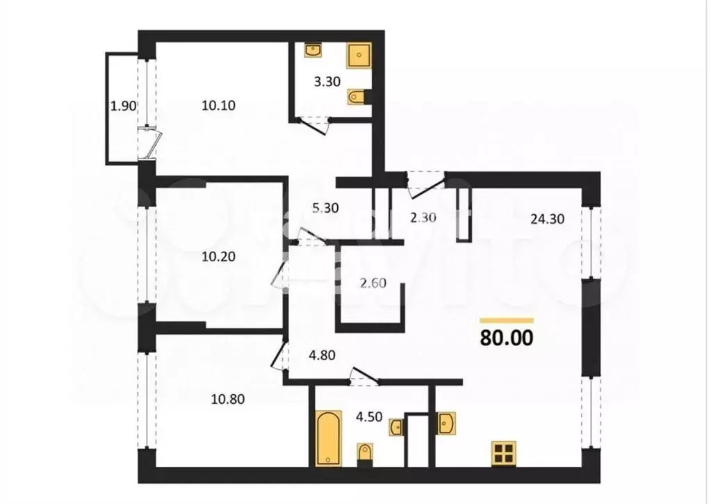 4-к. квартира, 80 м, 9/9 эт. - Фото 0