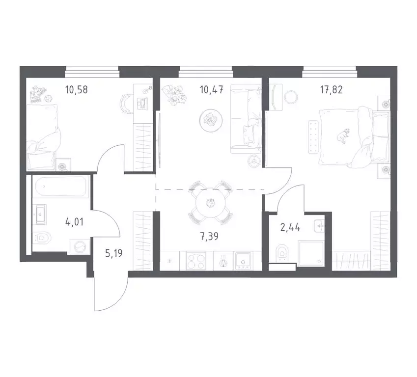 2-комнатная квартира: Уфа, улица Минигали Губайдуллина, 8к9 (57.9 м) - Фото 1