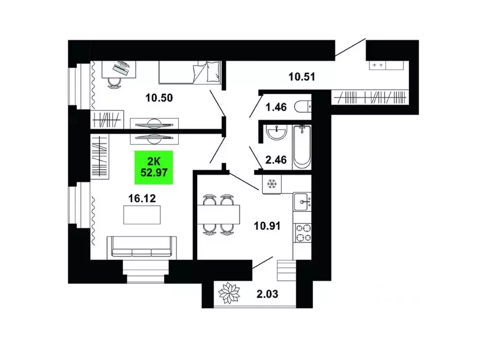 2-к кв. Кировская область, Кирово-Чепецкий район, Федяковское с/пос, ... - Фото 1