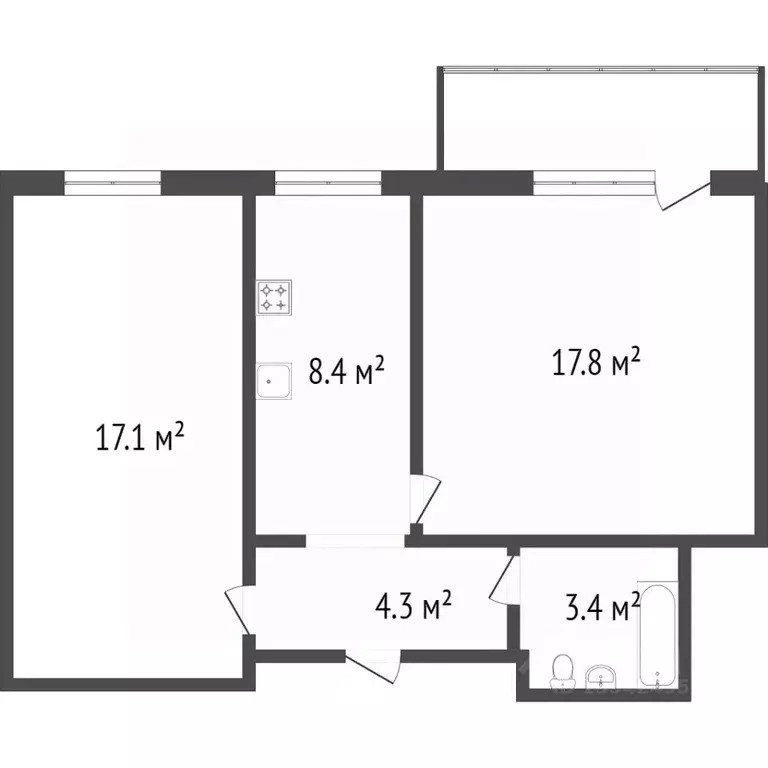 2-к кв. Бурятия, Улан-Удэ ул. Хахалова, 5 (43.2 м) - Фото 2