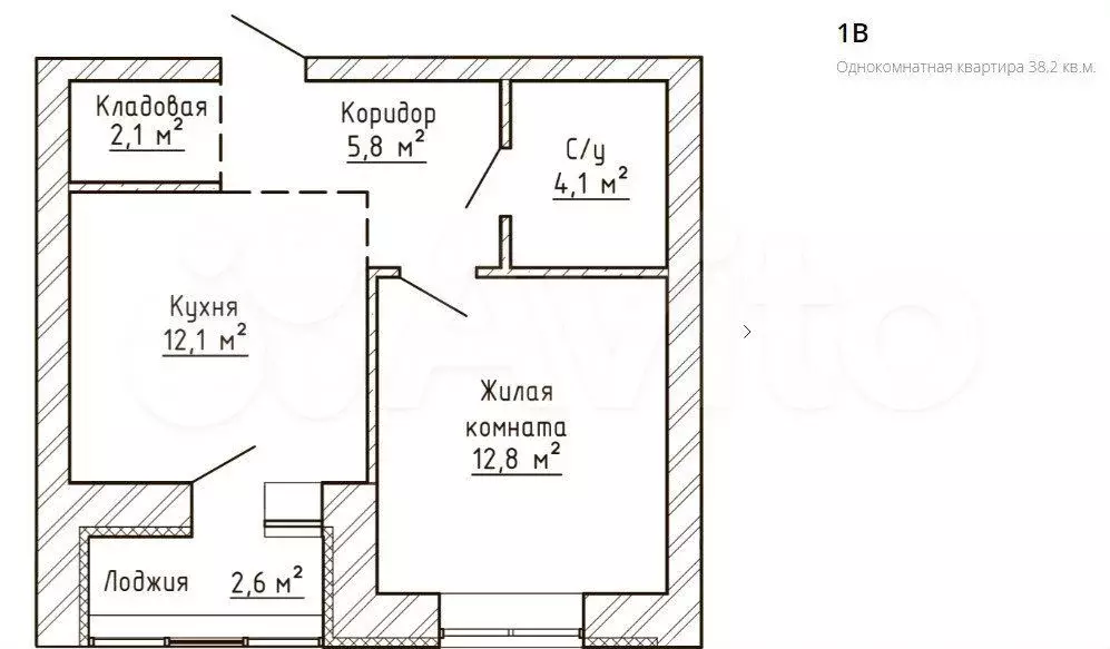 1-к. квартира, 38,2 м, 5/9 эт. - Фото 1