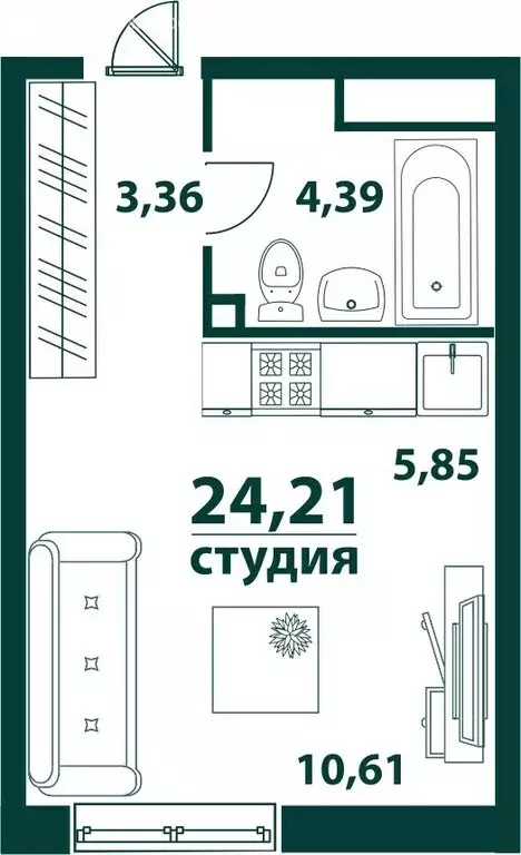 1-комнатная квартира: Ульяновск, 19-й микрорайон, ЖК Аквамарин-2, 3 ... - Фото 1