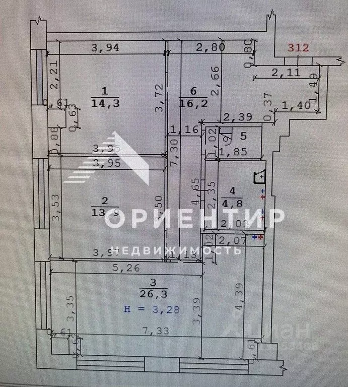 2-к кв. Свердловская область, Екатеринбург ул. Радищева, 41 (77.4 м) - Фото 1