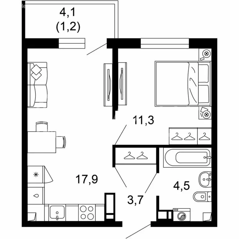 1-комнатная квартира: Сочи, улица Искры, 66/10 (38.6 м) - Фото 0