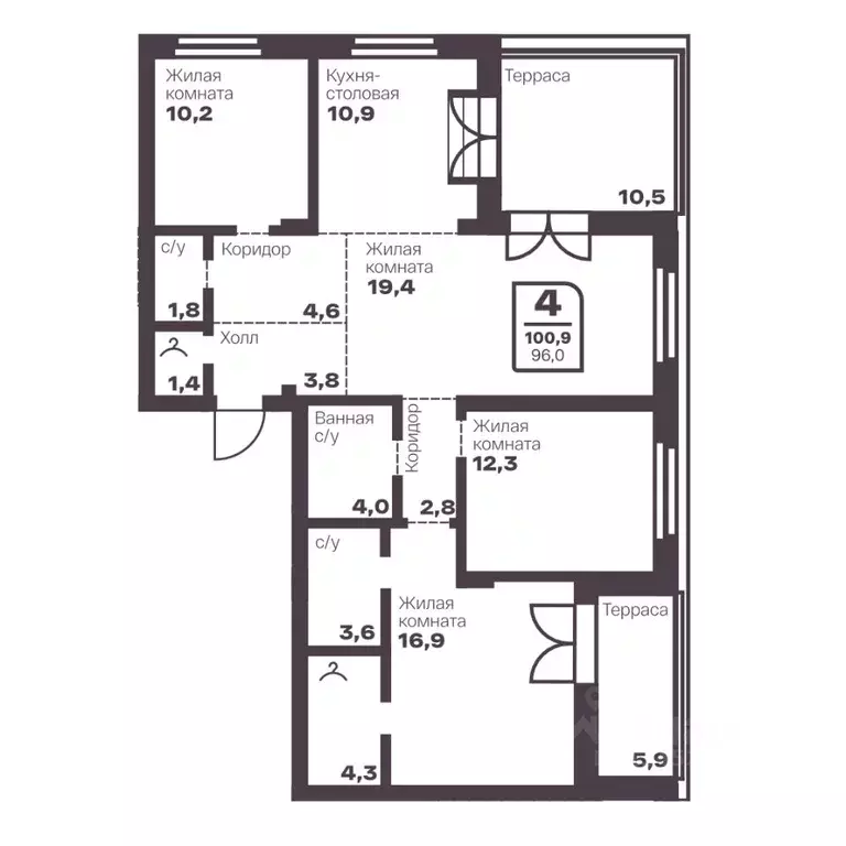 4-к кв. Челябинская область, Магнитогорск ул. Притяжения (96.0 м) - Фото 1