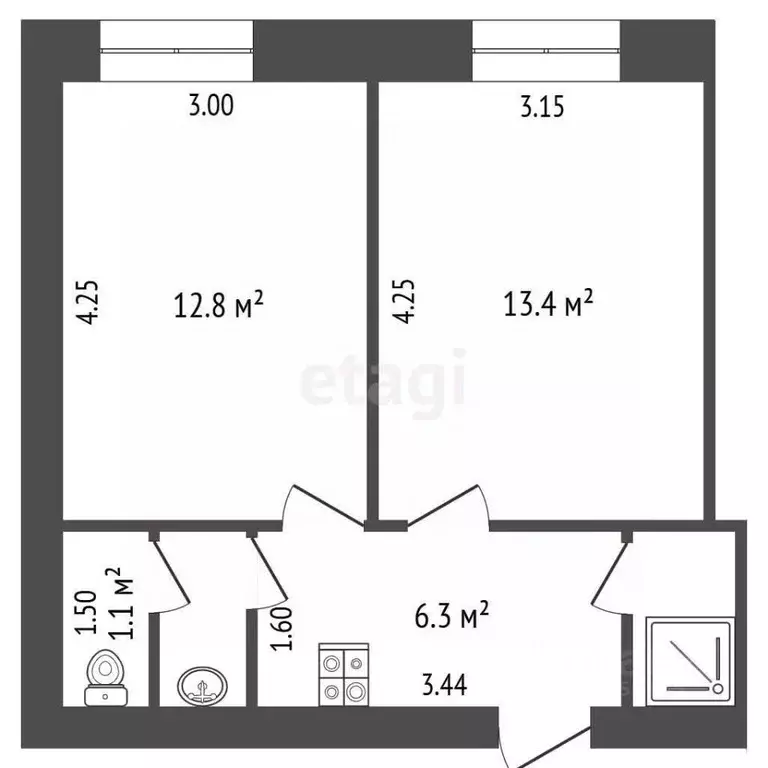 2-к кв. Самарская область, Самара ул. Красных Коммунаров, 17А (42.0 м) - Фото 2