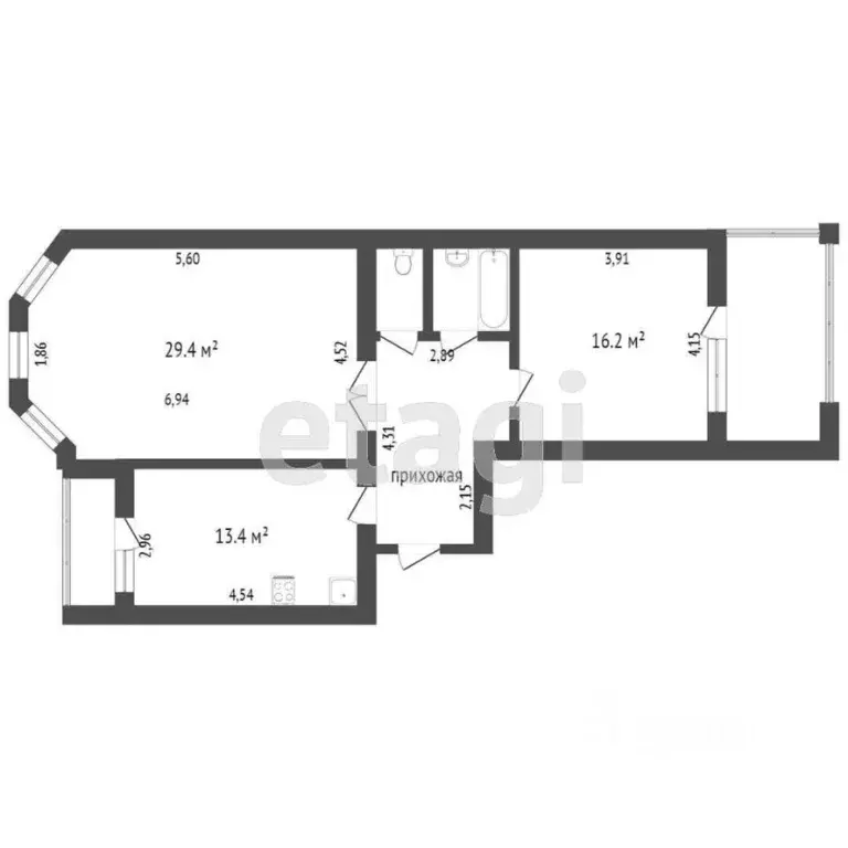 2-к кв. Тюменская область, Тюмень ул. Циолковского, 7 (76.9 м) - Фото 1