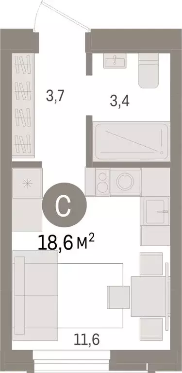 Квартира-студия: Новосибирск, улица Аэропорт (18.64 м) - Фото 1