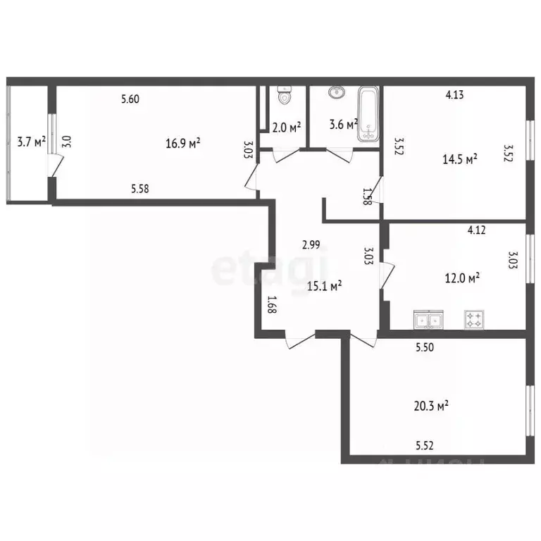 3-к кв. Санкт-Петербург Комендантский просп., 34к1 (86.2 м) - Фото 2