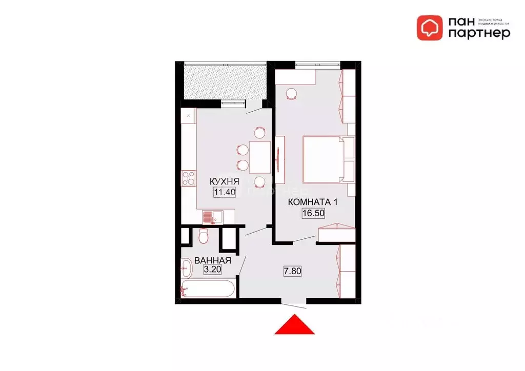 1-к кв. Санкт-Петербург ул. Крыленко, 1к1с3 (39.8 м) - Фото 2