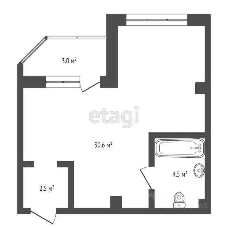 Студия Краснодарский край, Анапа ул. Ленина, 183 (30.6 м) - Фото 1