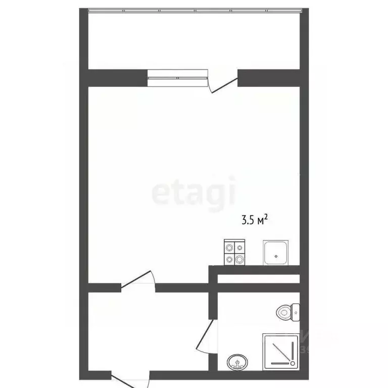 Студия Тюменская область, Тюмень ул. Беляева, 33к2 (27.6 м) - Фото 2
