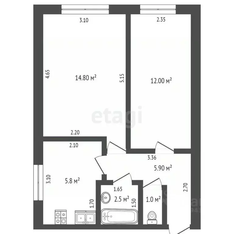 2-к кв. Мордовия, Рузаевка ул. Титова, 1А (42.8 м) - Фото 1