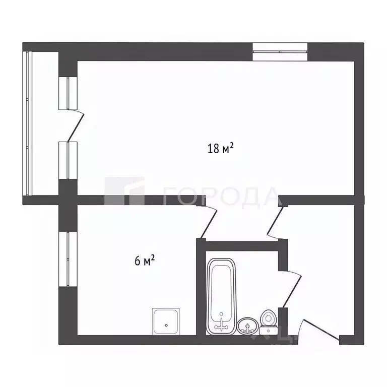 1-к кв. Кемеровская область, Новокузнецк ул. Климасенко, 16/1 (31.0 м) - Фото 1