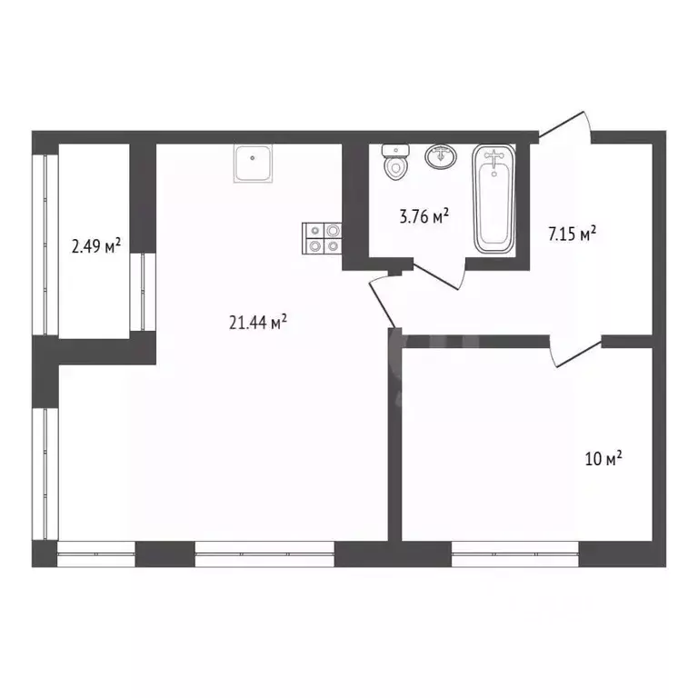 1-к кв. Тульская область, Тула ул. Каракозова, 75 (44.8 м) - Фото 2