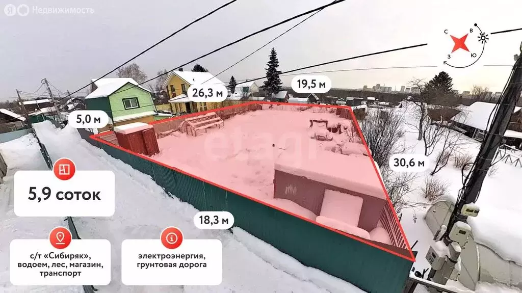 Участок в Тюмень, СНТ Сибиряк (5.86 м) - Фото 2