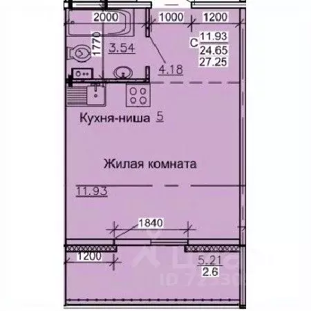 Студия Алтайский край, Барнаул ул. Союза Республик, 11А (27.25 м) - Фото 0