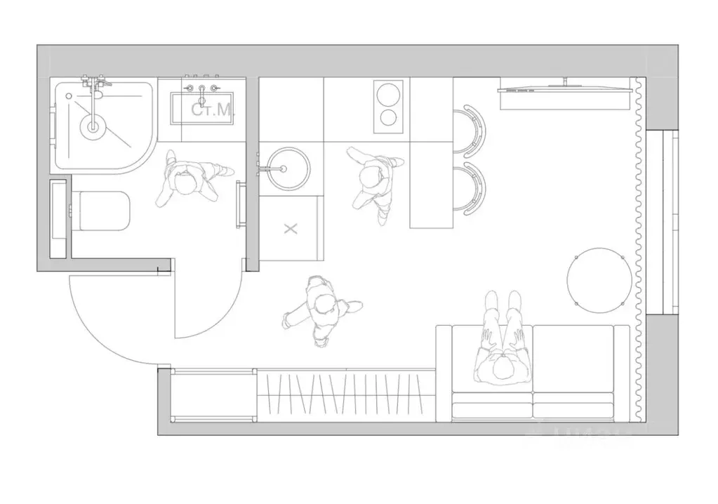 Студия Москва ул. Алексея Свиридова, 1 (16.0 м) - Фото 1