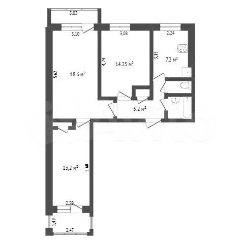 3-к. квартира, 61,4 м, 7/9 эт. - Фото 0