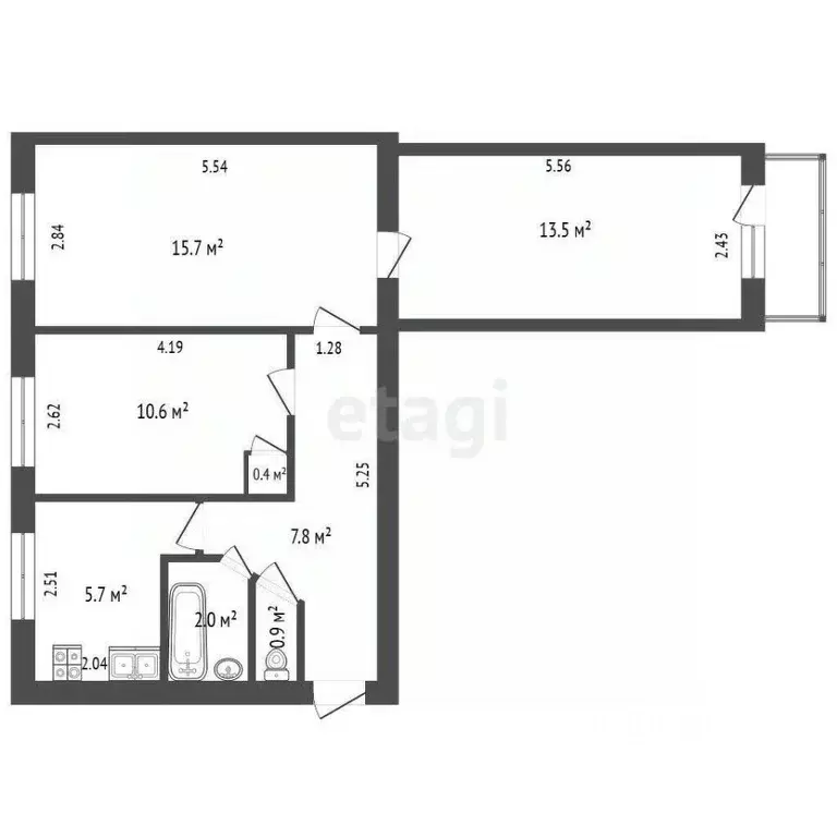 3-к кв. Тюменская область, Тюмень Тарманы мкр, ул. Малышева, 22 (59.4 ... - Фото 2