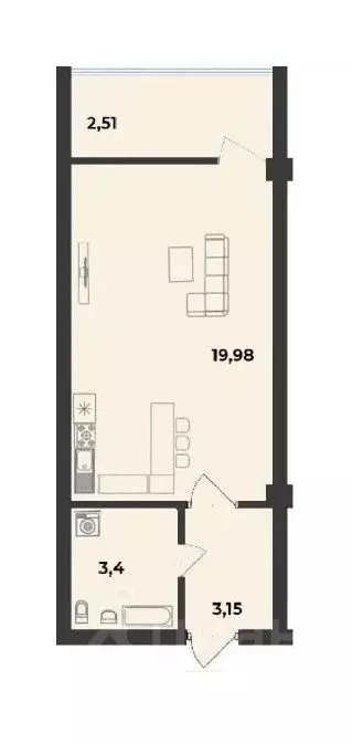 Студия Севастополь ул. Парковая, 15 (29.0 м) - Фото 0