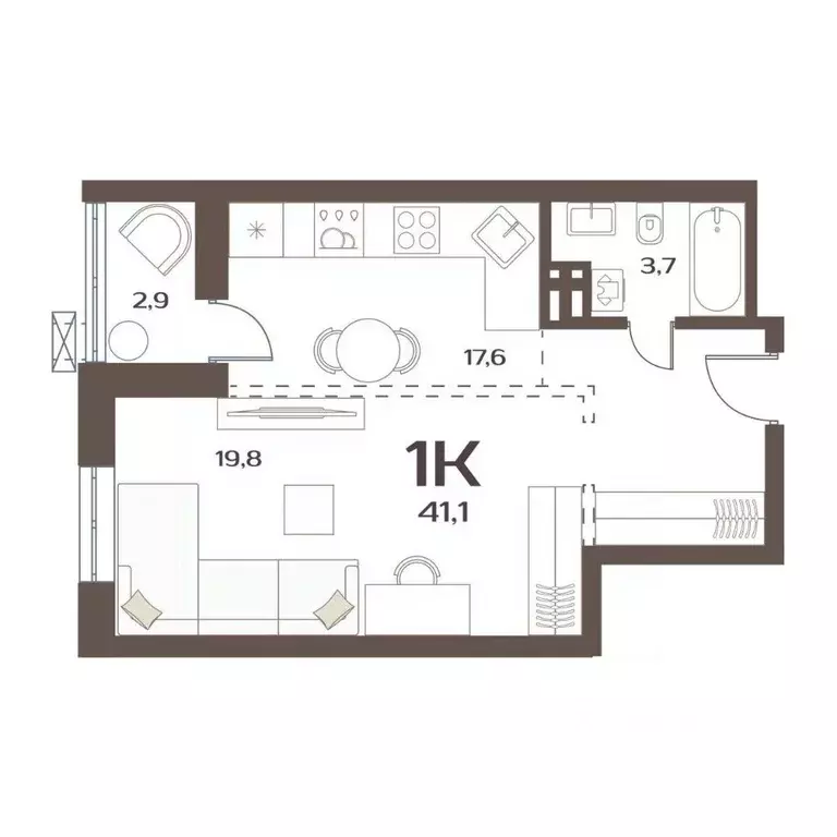 1-к кв. Приморский край, Владивосток ул. Коммунаров, 15к6 (41.1 м) - Фото 1