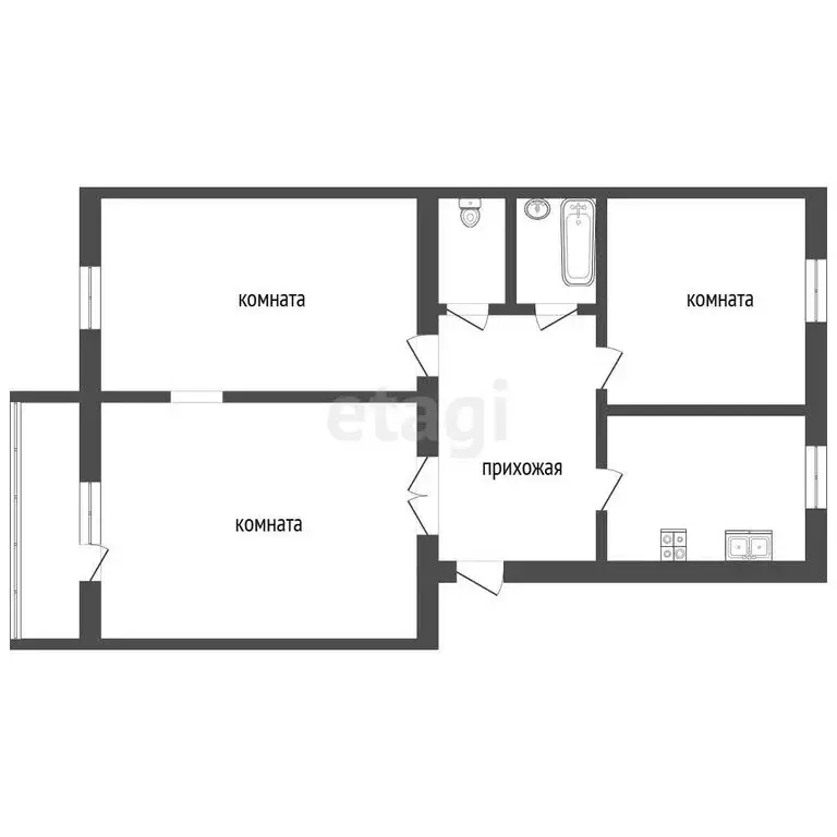 3-комнатная квартира: Ялуторовск, улица Свердлова, 51 (58.7 м) - Фото 1