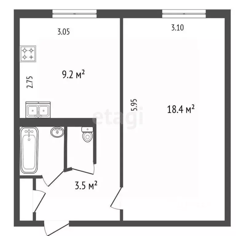 1-к кв. Ленинградская область, Всеволожск ул. Плоткина, 13к1 (36.0 м) - Фото 2