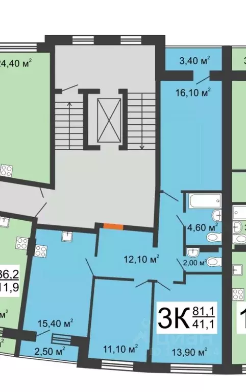 3-к кв. Нижегородская область, Кстово 6-й мкр, 36 (74.0 м) - Фото 1