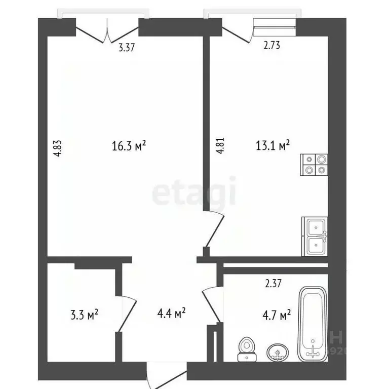 1-к кв. Ярославская область, Ярославль Республиканский проезд, 1 (41.8 ... - Фото 2