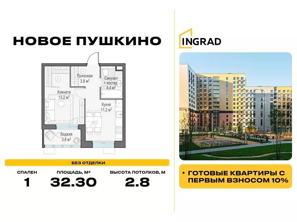 1-комнатная квартира: Пушкино, микрорайон Новое Пушкино, жилой ... - Фото 1
