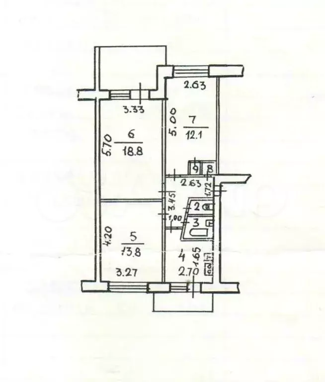 3-к. квартира, 61,2 м, 4/5 эт. - Фото 0