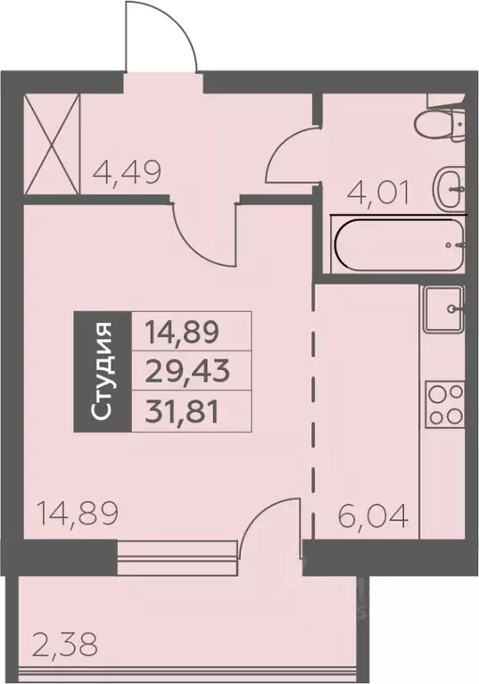 1-к кв. Башкортостан, Уфа ул. Орджоникидзе, 34 (31.81 м) - Фото 1
