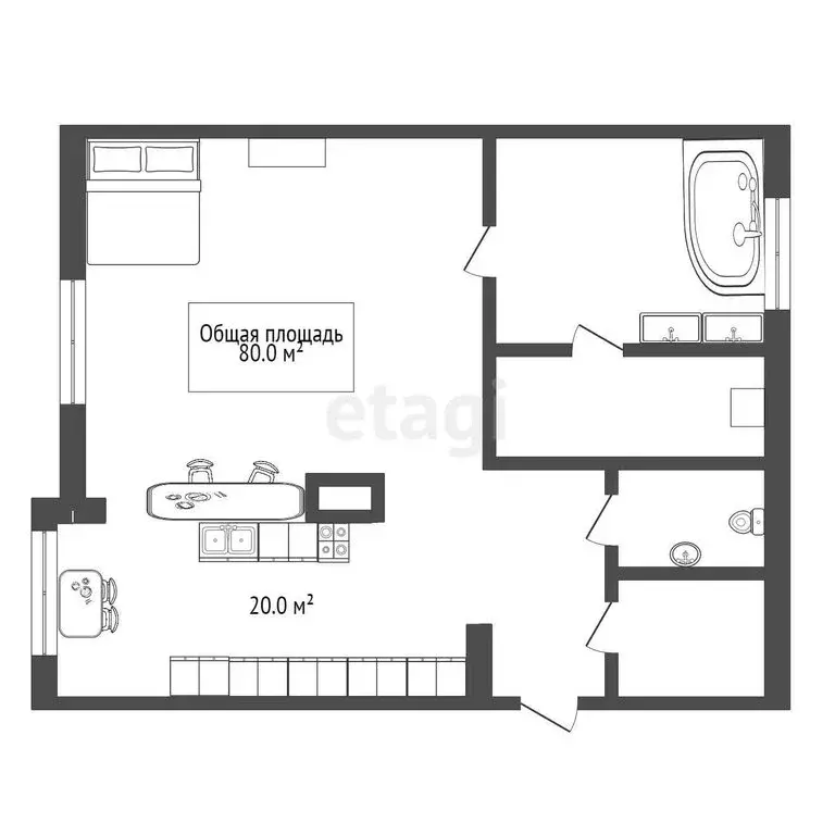 2-комнатная квартира: Краснообск, 6-й микрорайон, 23 (80 м) - Фото 0