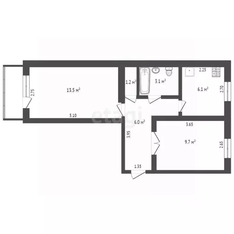 2-к кв. Ростовская область, Батайск Коммунистическая ул., 205 (35.2 м) - Фото 1